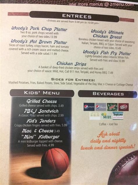 big woody's sports grill menu|big woodys order online.